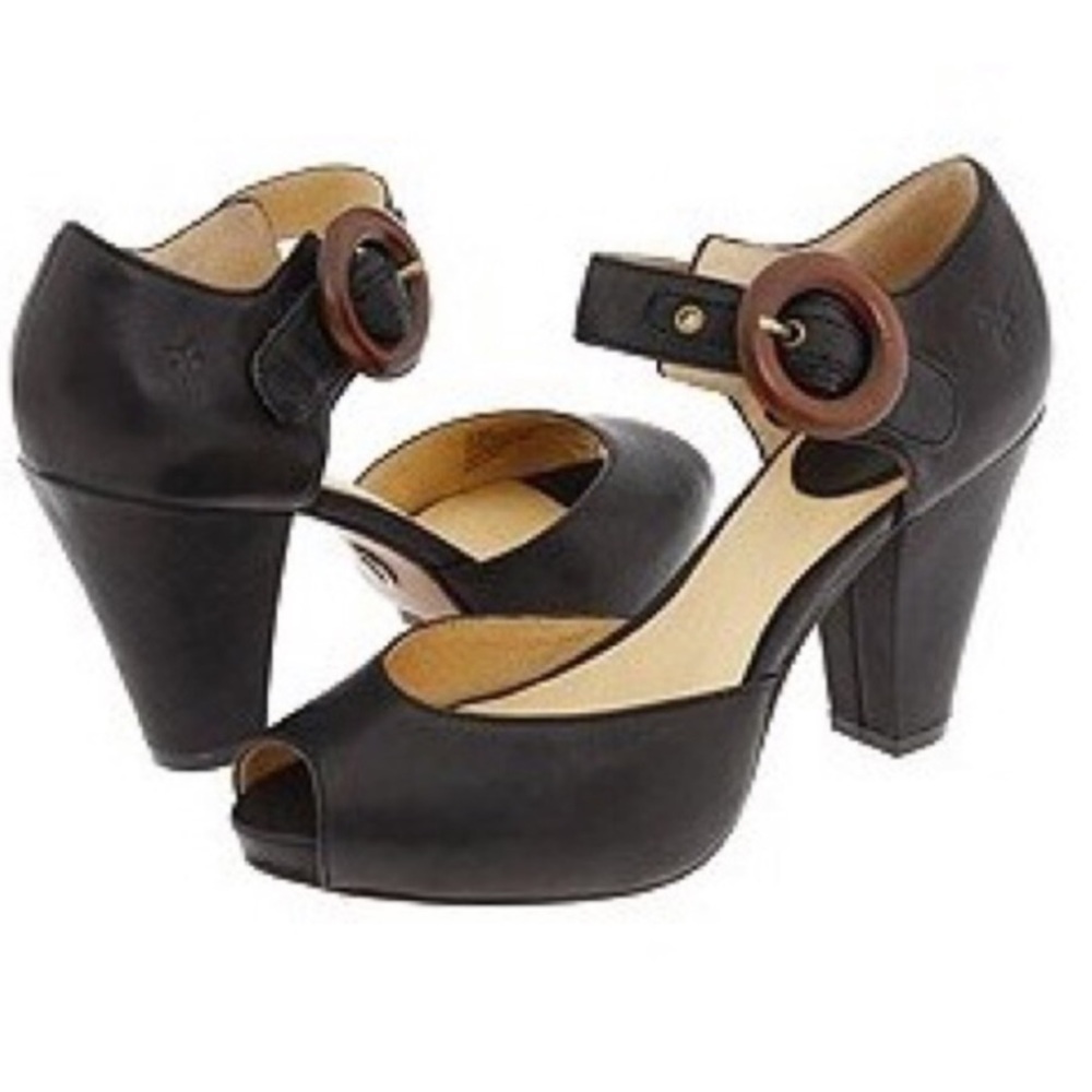 Frye Kelsey Leather Platform Block Heel Sandals